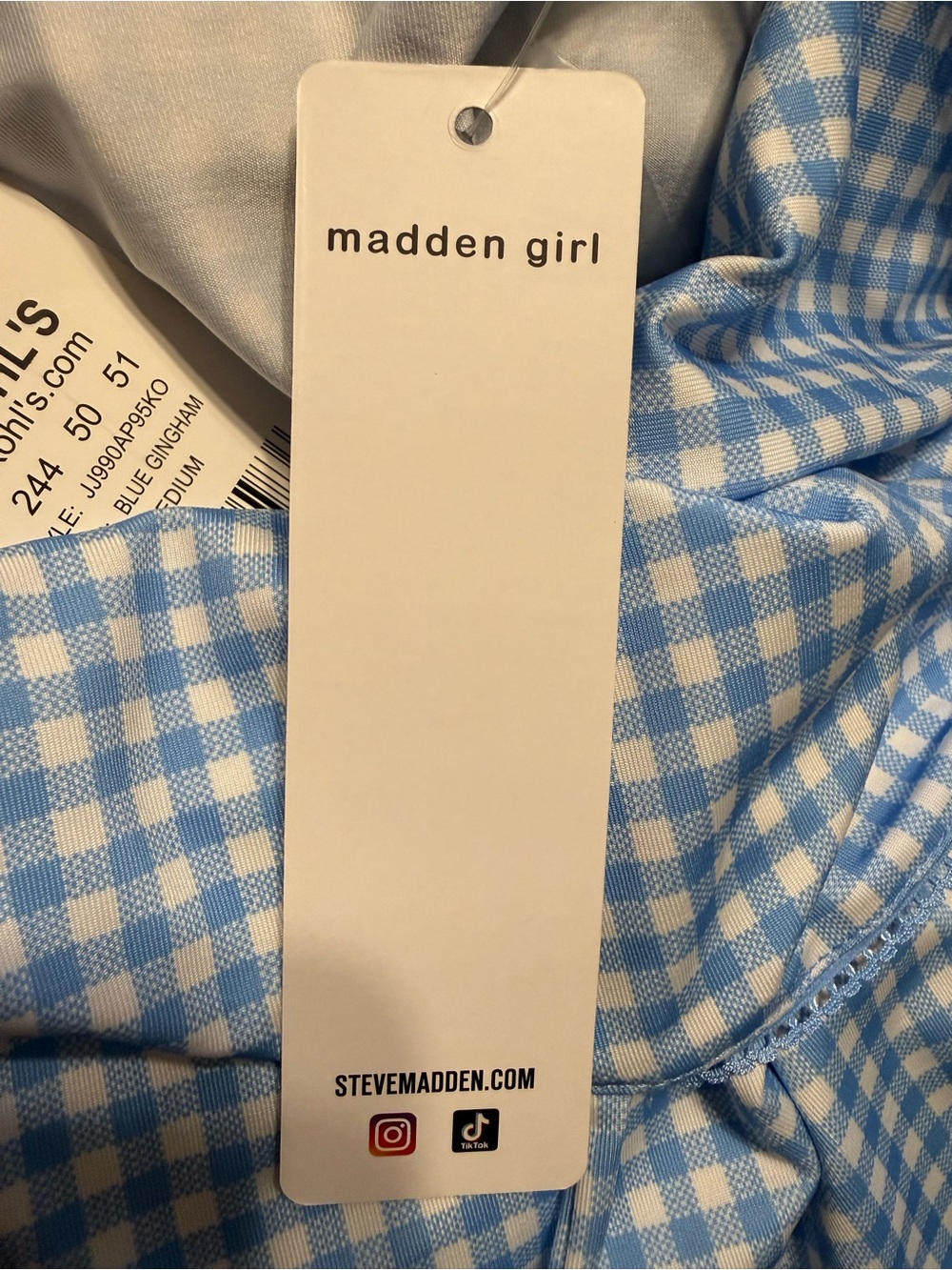 Madden Girl Light Blue & White Gingham Cami - Picture 4 of 5